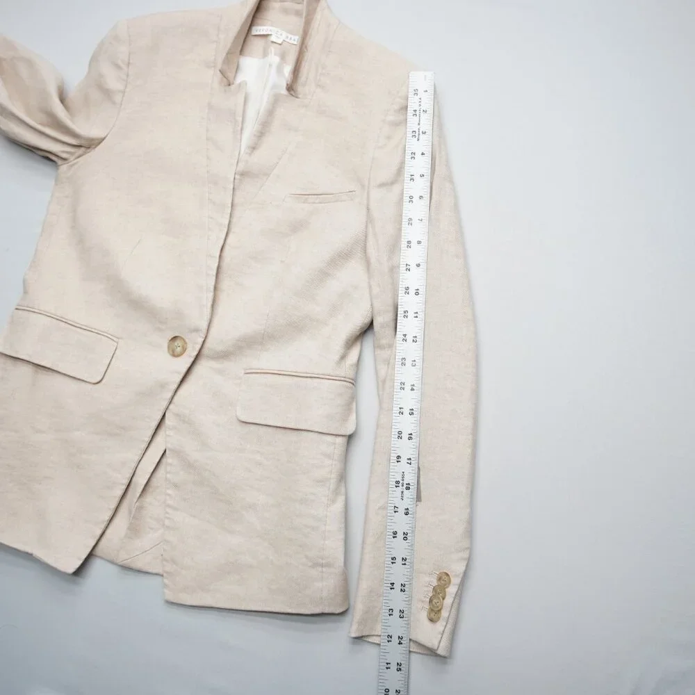 Veronica Beard Linen Upcollar Dickey Jacket Blazer Size 4 - Picture 13 of 15